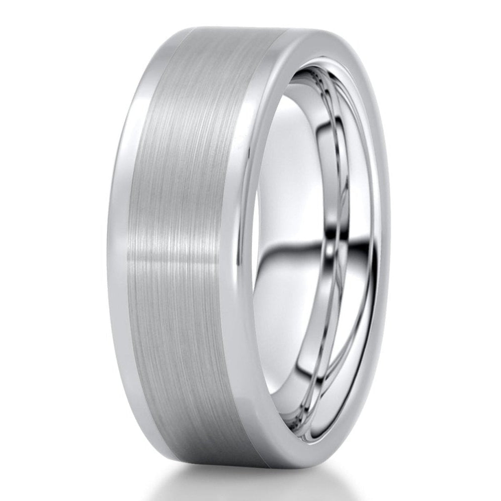 The Classic, silver tungsten carbide wedding band or anniversary, birthday, or gift for him. Scratch resistant wedding ring with brushed and polished finish.