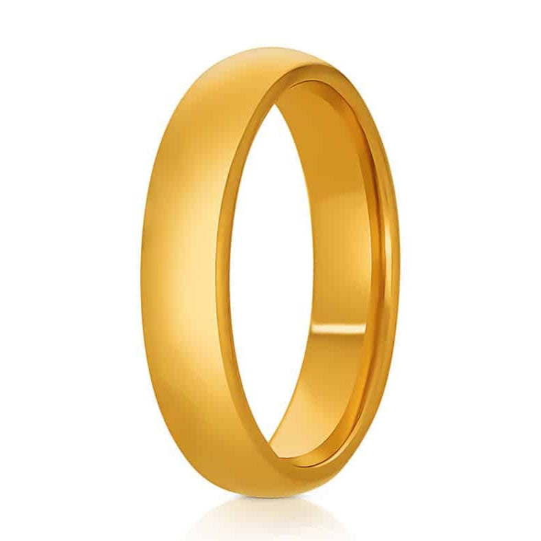 The Gloria, a gold scratch resistant tungsten carbide 5mm ring with a polished finish.