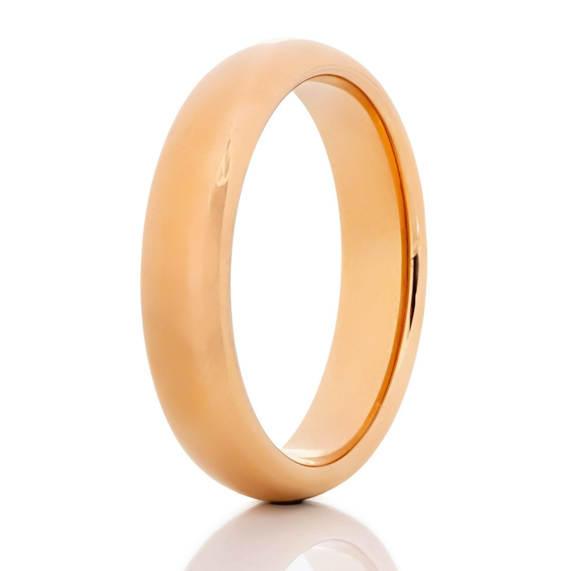 The Luchese, a 5mm rose gold scratch-resistant tungsten carbide ring with a polished finish.