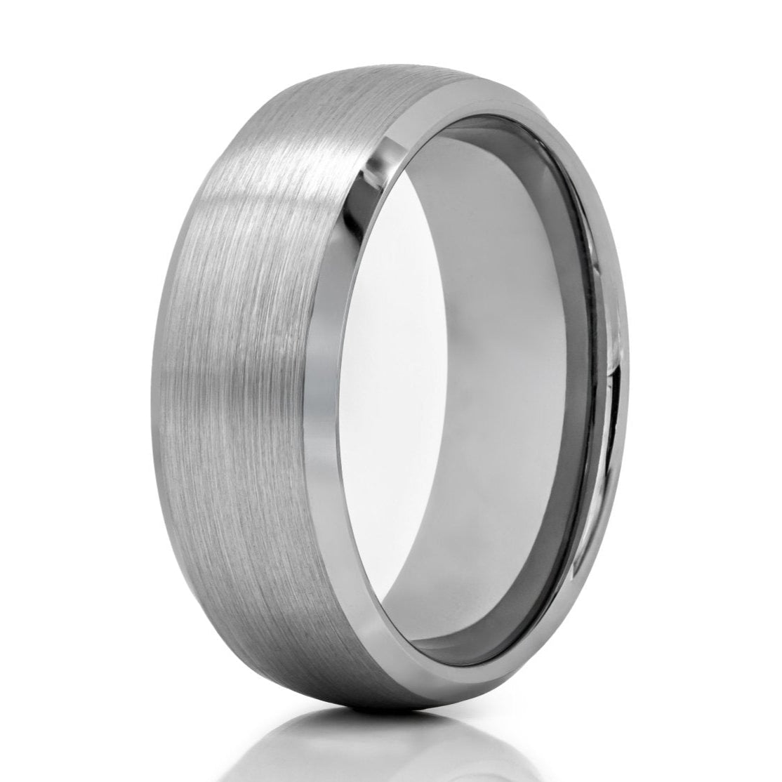 The Mason, mens scratch resistant anniversary or wedding ring with a white background.