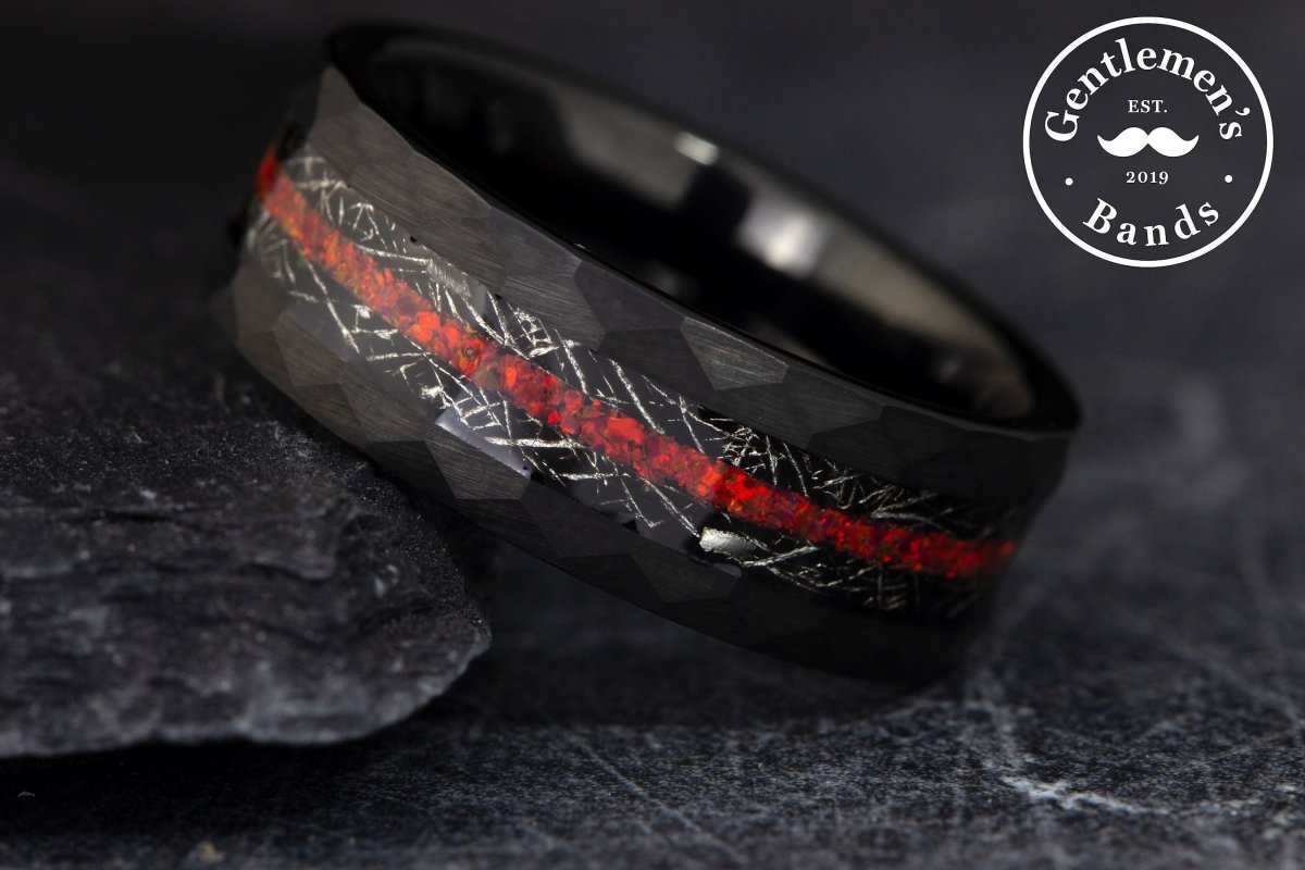 Meteorite Tungsten Ring, Meteorite Inlay popular Ring, Men’s Meteorite Ring, Mens Promise ring, Anniversary Ring, Mens Tungsten Ring, Engraved Ring