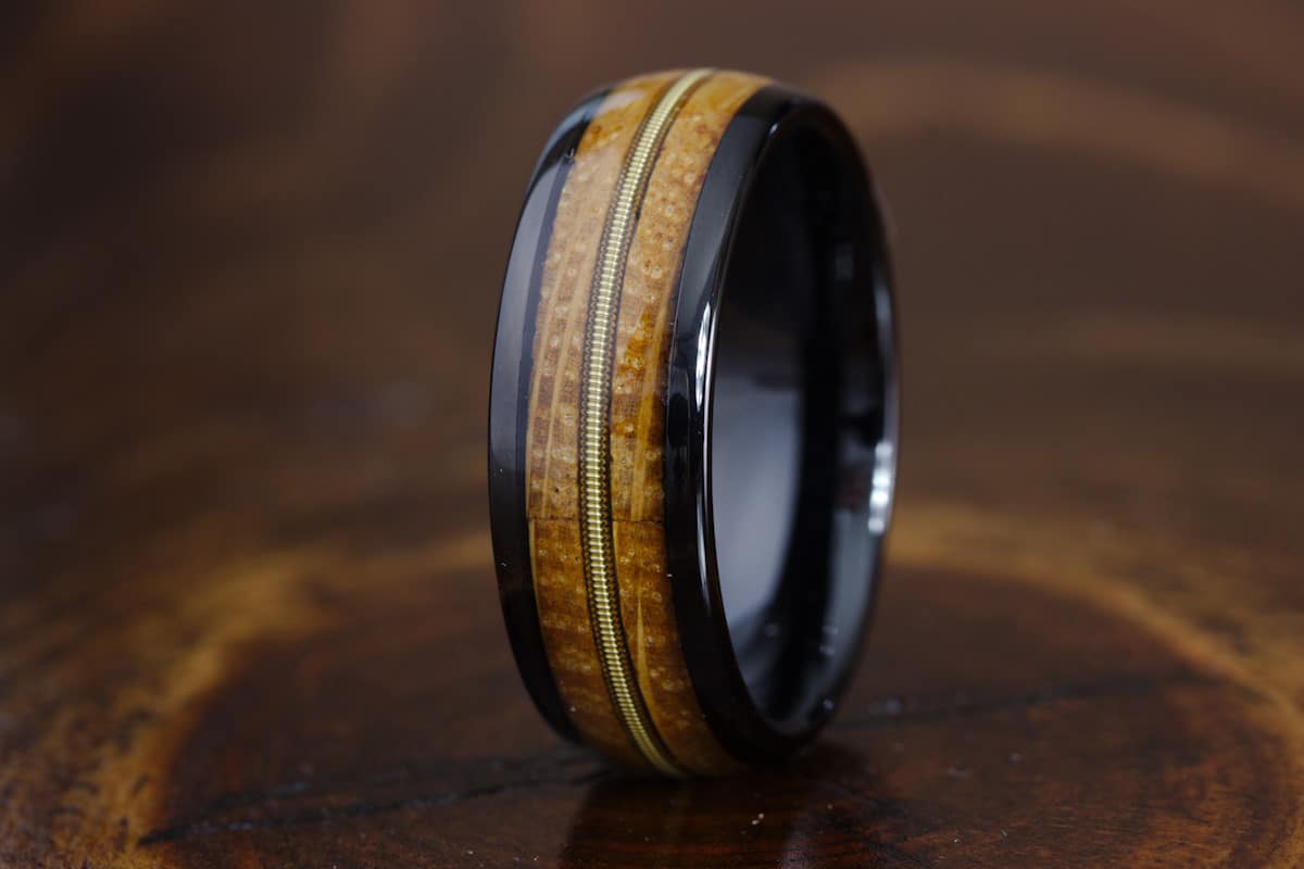 mens tungsten wood ring