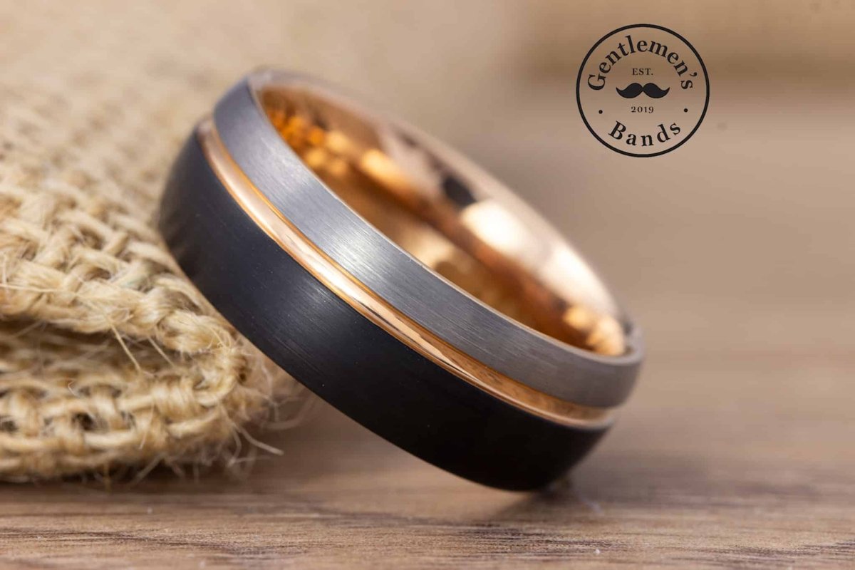 The Stang | Black and Rose Gold Men's Ring |  Gentlemen's Bands