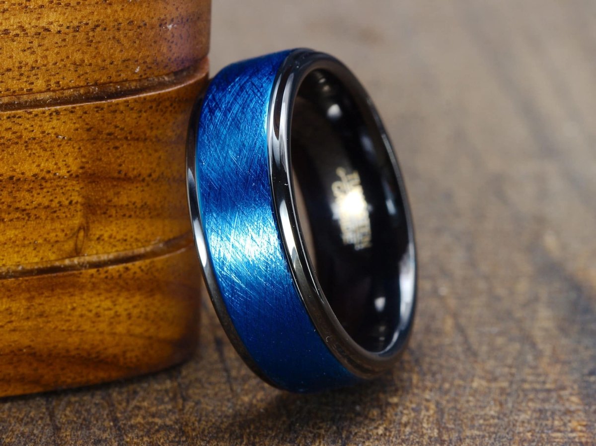 The Taylor | Black Blue Tungsten Ring | Gentlemen's Bands