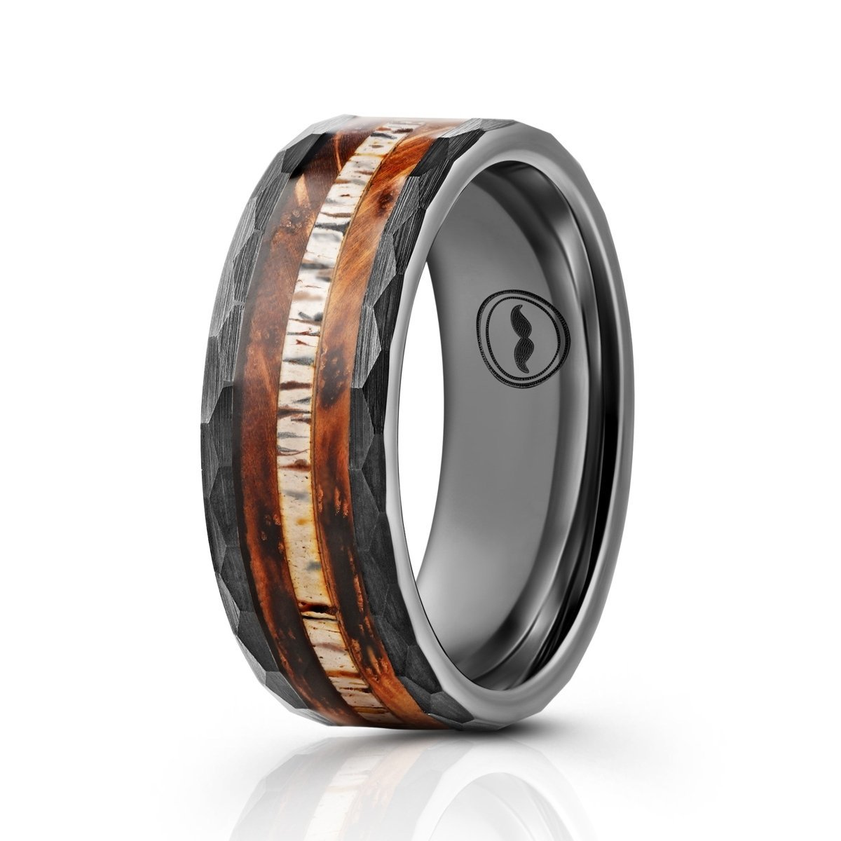 Whiskey Barrel Wood Ring Black Tungsten Carbide Men's buying Wedding Band Anniversary Gift for Him 8MM Width Size 5 to 14 Male Engagement Ring