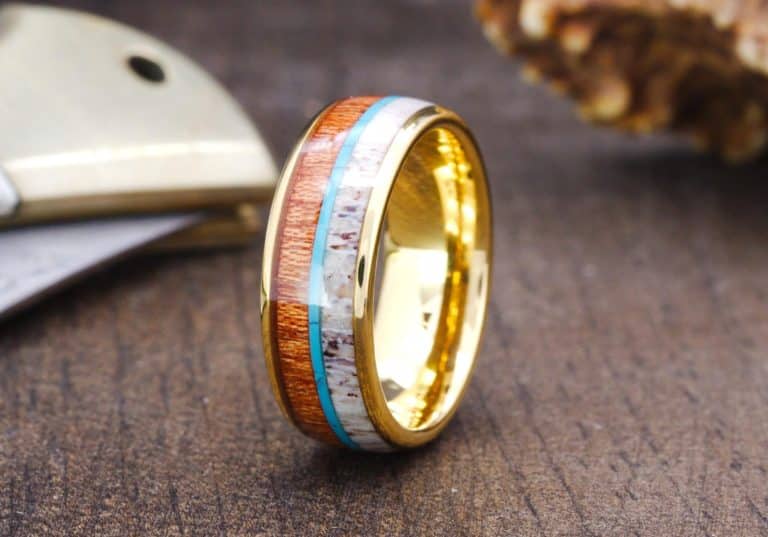 Rustic Romance: The Allure of Deer Antler and Turquoise Ring - Gentlemen's Bands