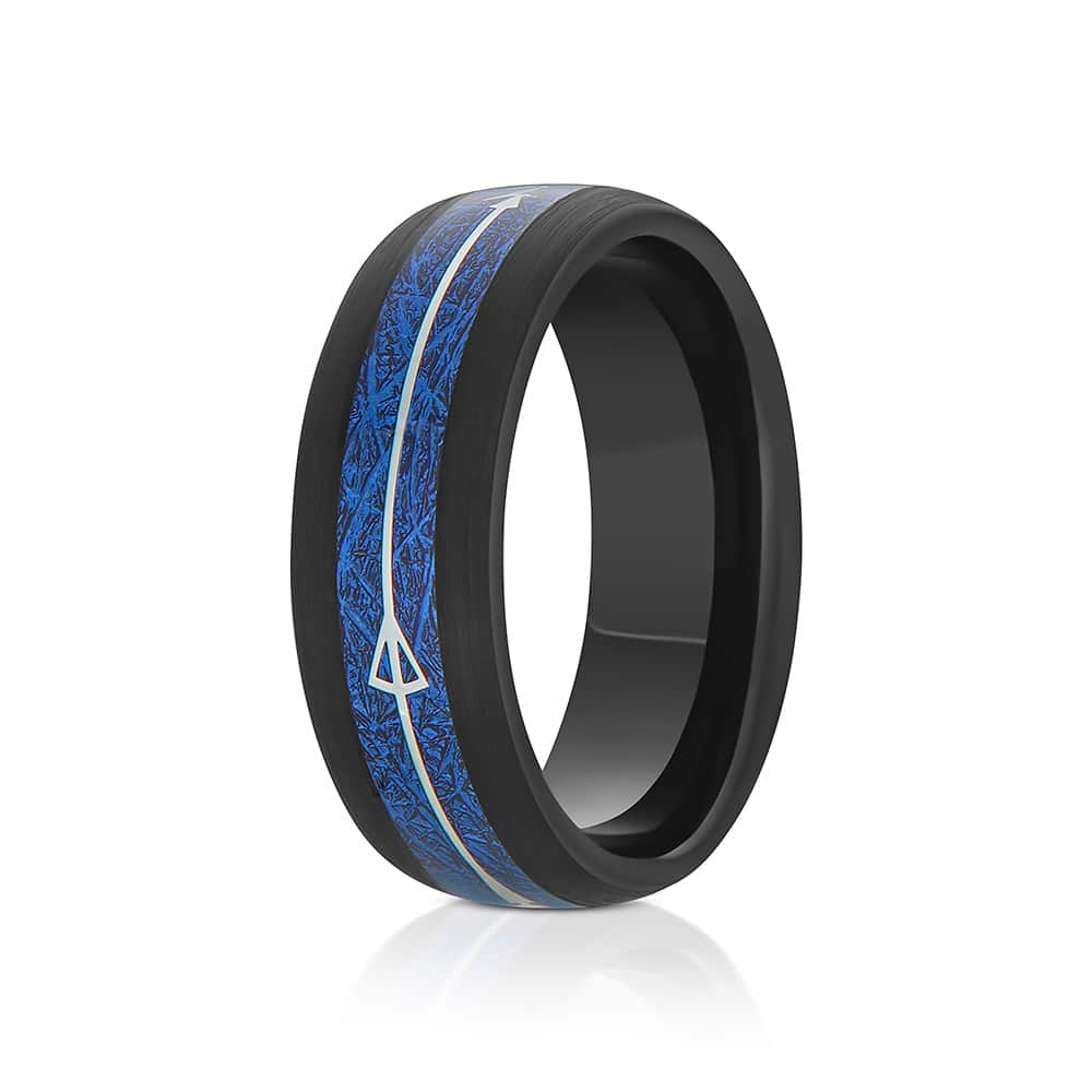 tungsten black and blue ring