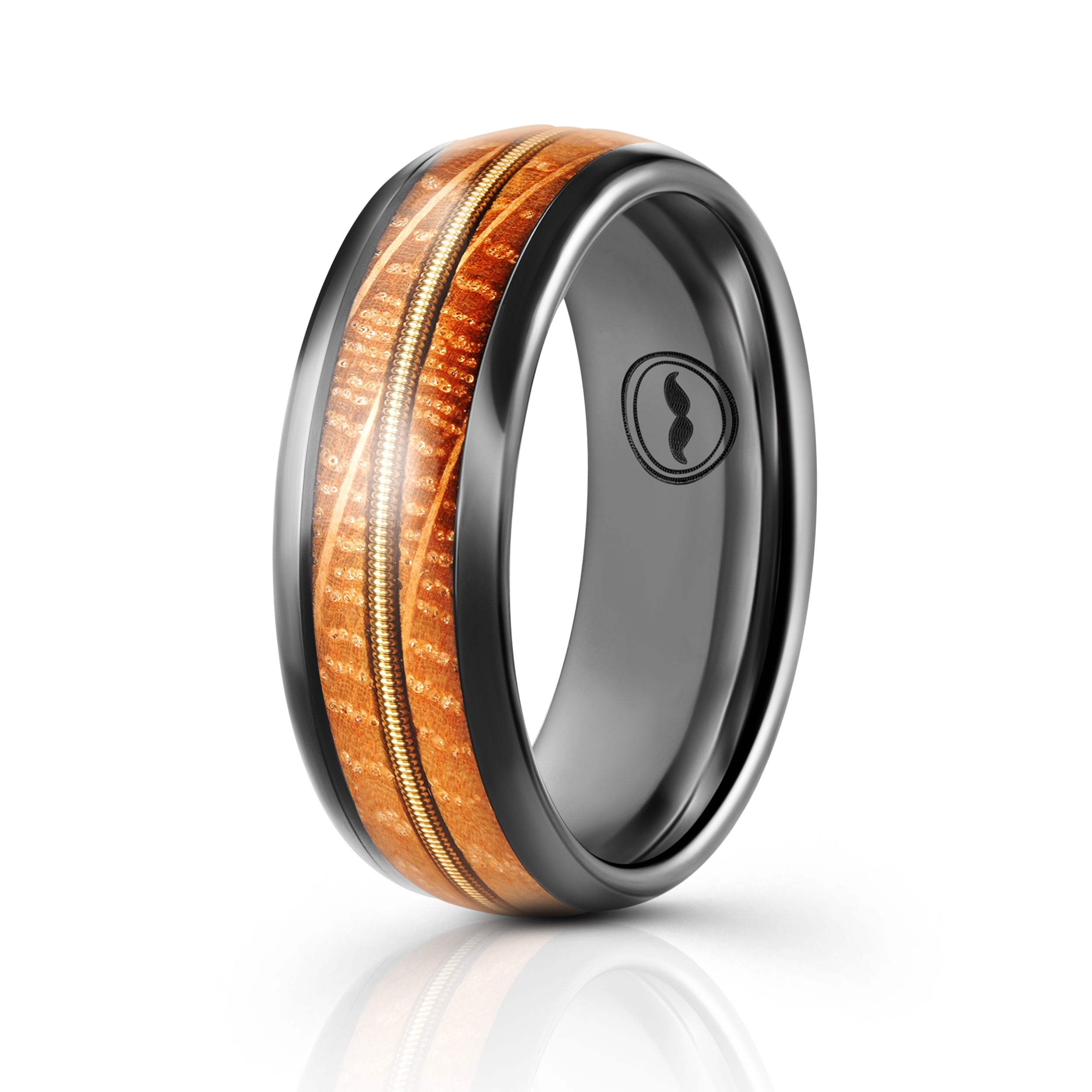 Whiskey Barrel Wood Ring Black Tungsten Carbide Men's buying Wedding Band Anniversary Gift for Him 8MM Width Size 5 to 14 Male Engagement Ring