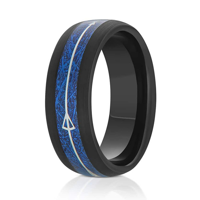 tungsten black and blue ring