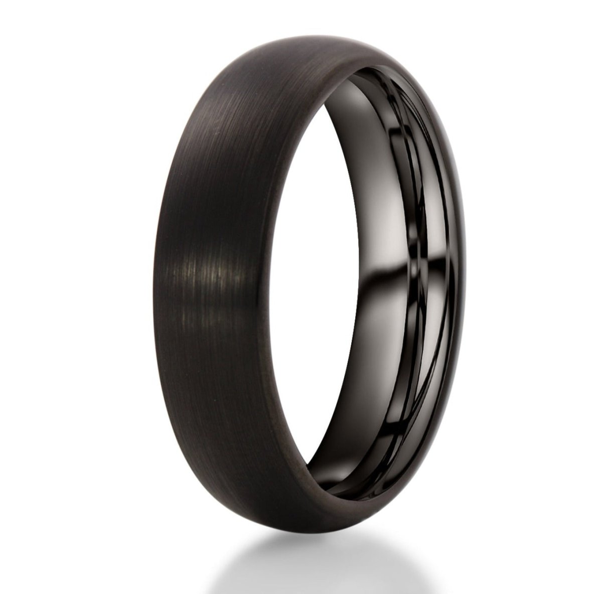 The CEO, a 6mm domed black tungsten ring that features a brushed finish.