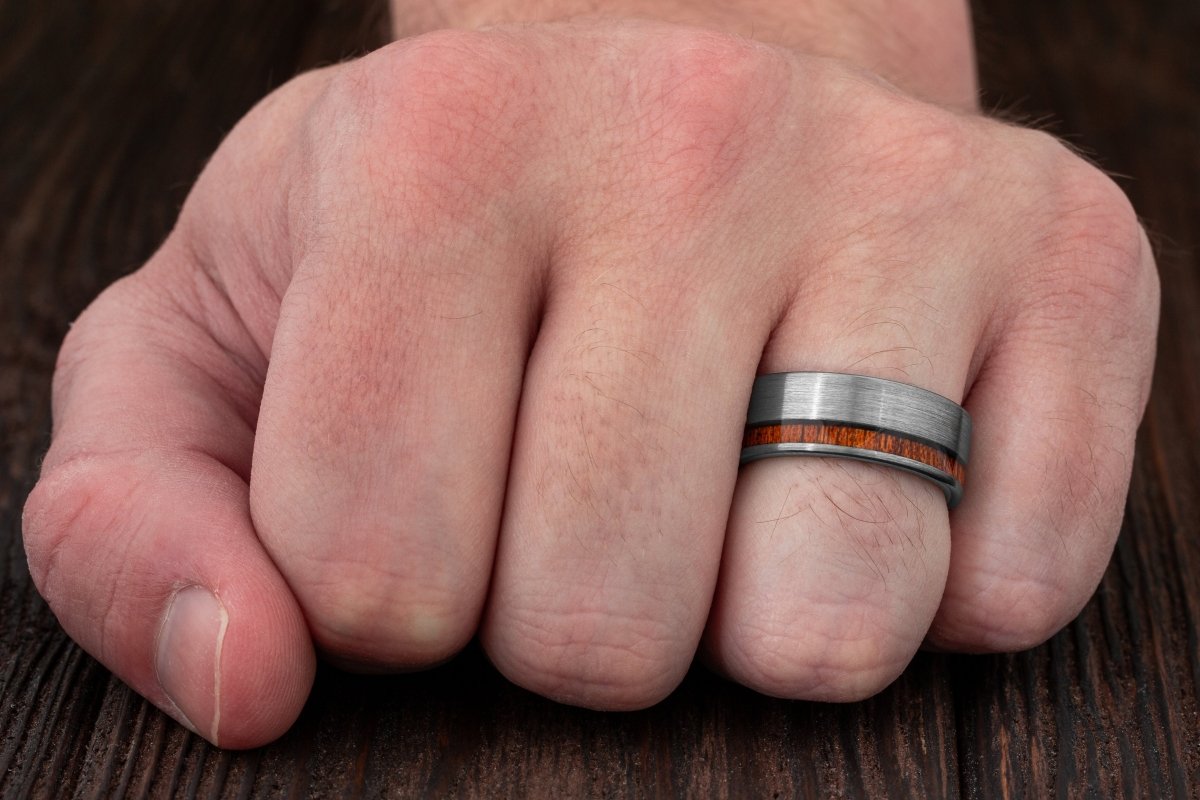 The Gentleman | Tungsten and Koa Wood Ring | Gentlemen's Bands