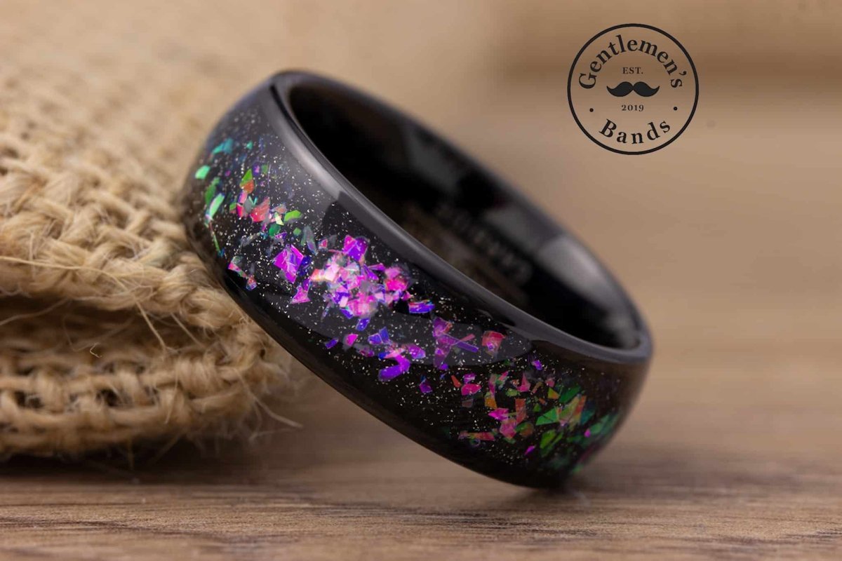 The Halley | Black Opal Men's Wedding Band | Gentlemen's Bands
