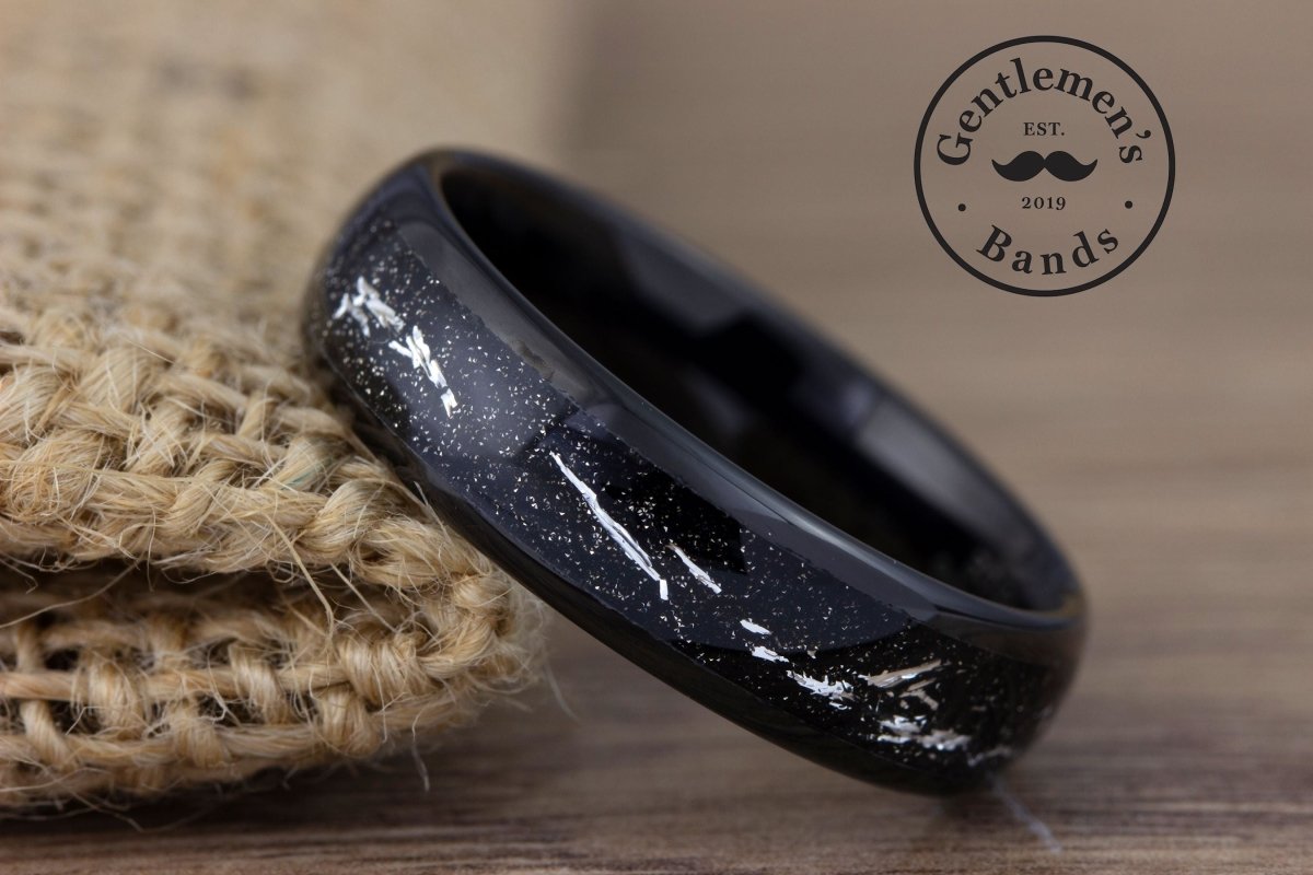 The Zenith | Black Meteorite Wedding Band | Gentlemen's Bands