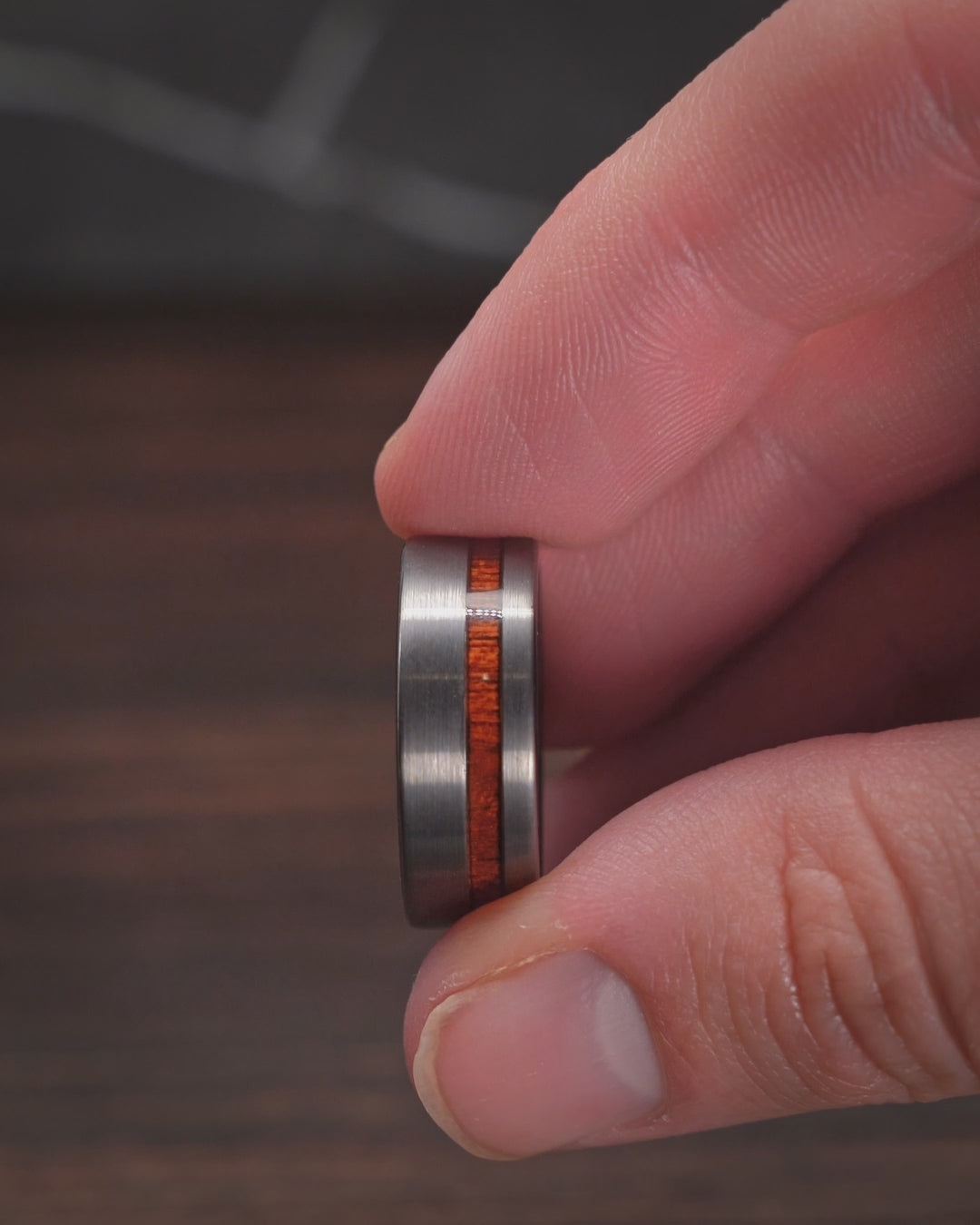 The Gentleman | Tungsten and Koa Wood Ring | Gentlemen's Bands