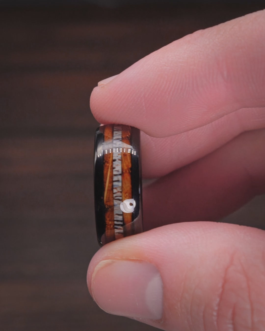 The Back Woods | Black Tungsten Wood Inlay Ring | Gentlemen's Bands