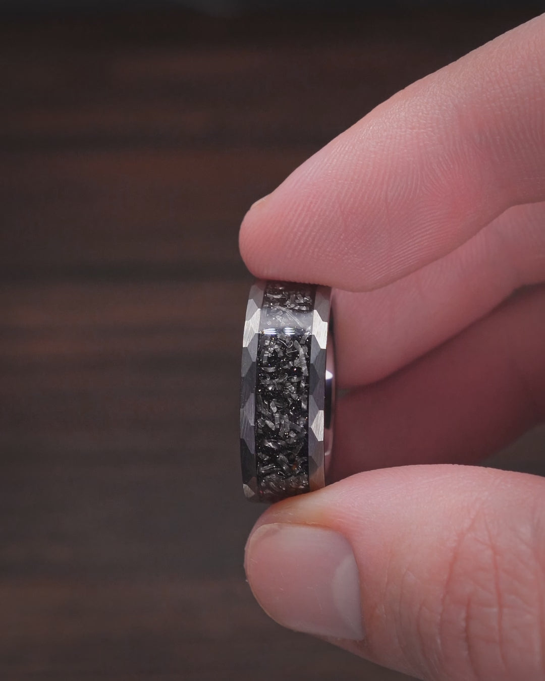 The Crater | Hammered Tungsten Carbide Ring | Gentlemen's Bands