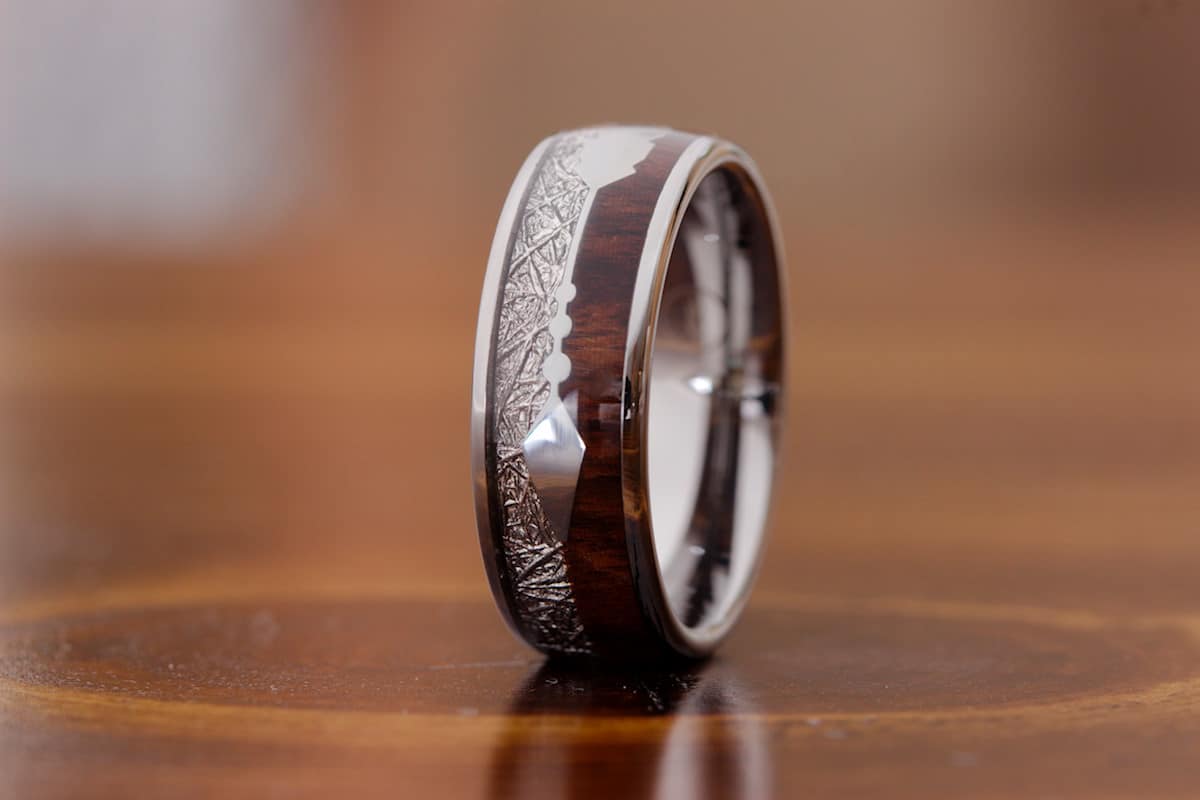 mens silver tungsten ring