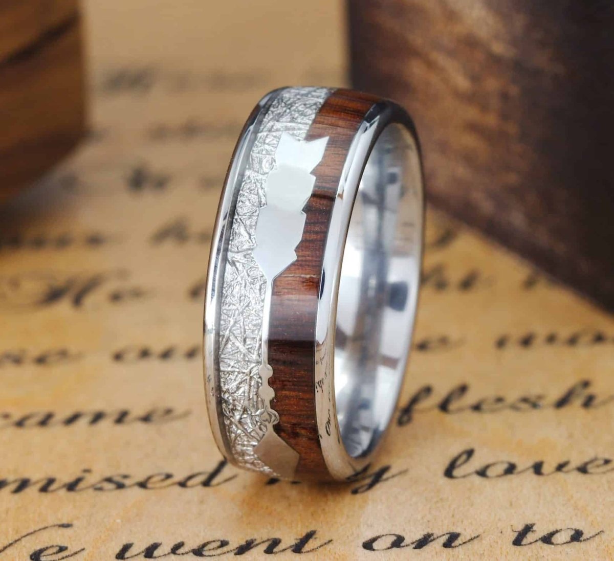 mens silver tungsten ring