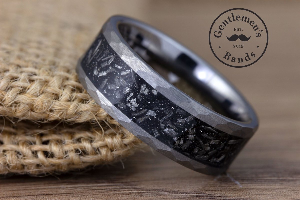 The Crater | Hammered Tungsten Carbide Ring | Gentlemen's Bands