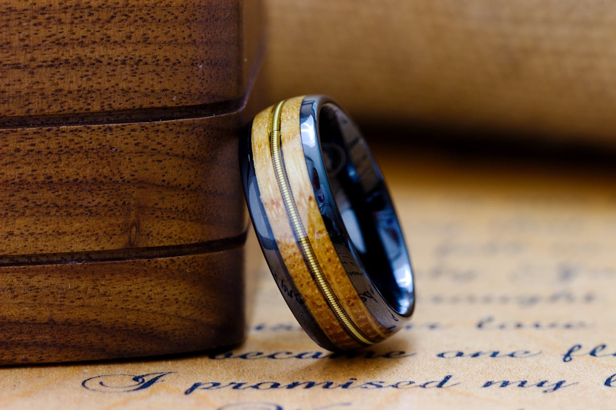 mens tungsten wood ring