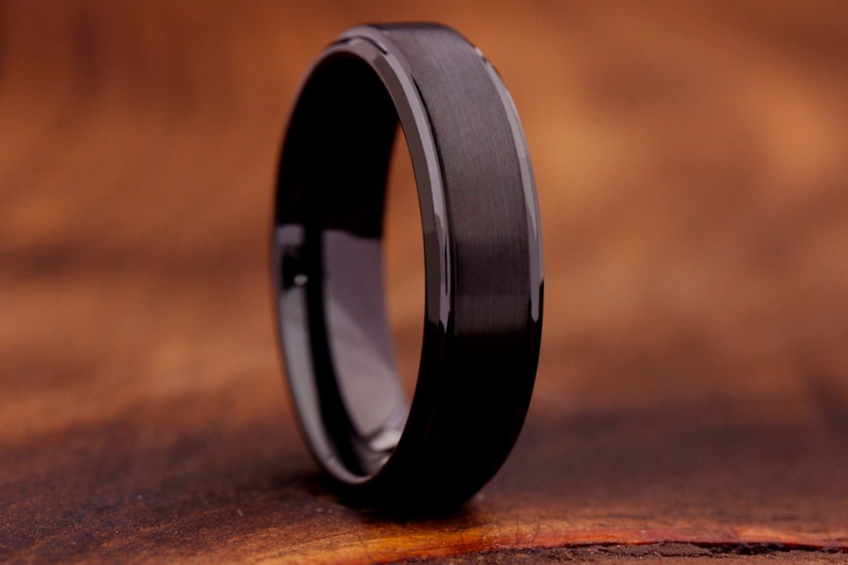 The Cronus | Black Tungsten Carbide Ring | Gentlemen's Bands