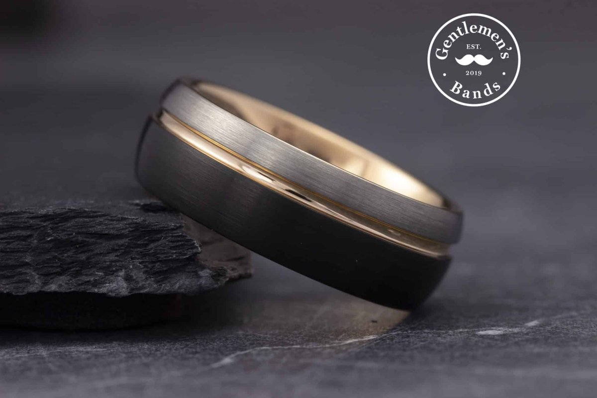 The Stang | Black and Rose Gold Men's Ring |  Gentlemen's Bands