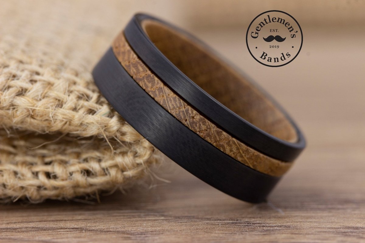 Bourbon barrel wedding band discount