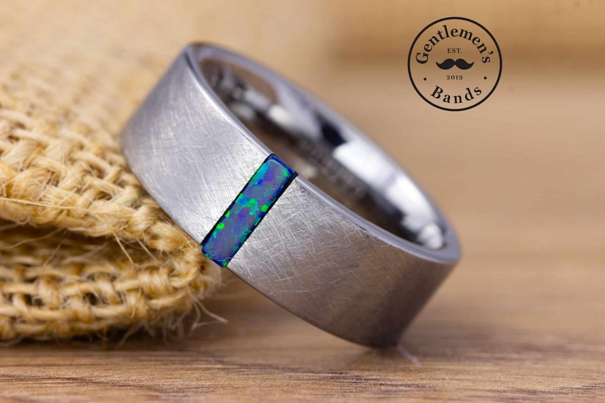 Mens opal wedding on sale ring