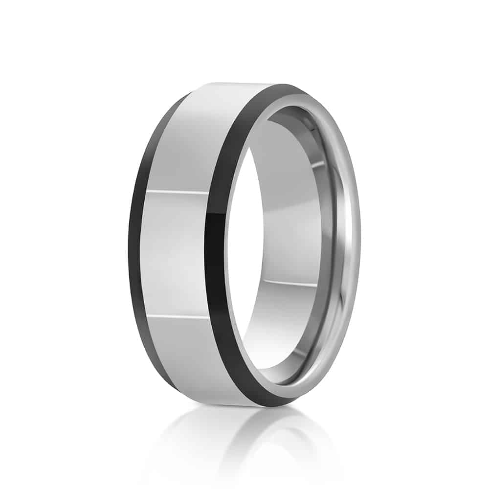 The Saturn | Black and Silver Tungsten Ring | Gentlemen's Bands