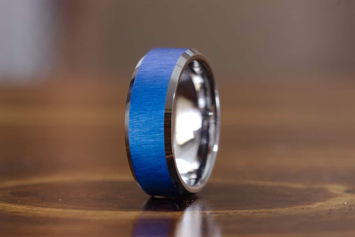 The State | Men's Silver &amp; Blue Wedding Band | Gentlemen's Bands